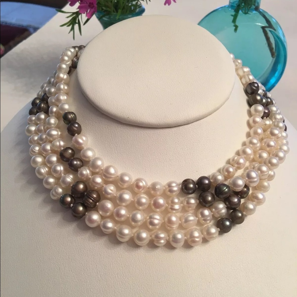 Baroque Pearl Gary And White 64” Opera Strand Necklace